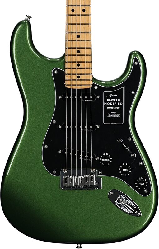 Fender Player II Modified Stratocaster Electric Guitar, Maple Fingerboard (with Gig Bag), Harvest Green, Body Straight Front