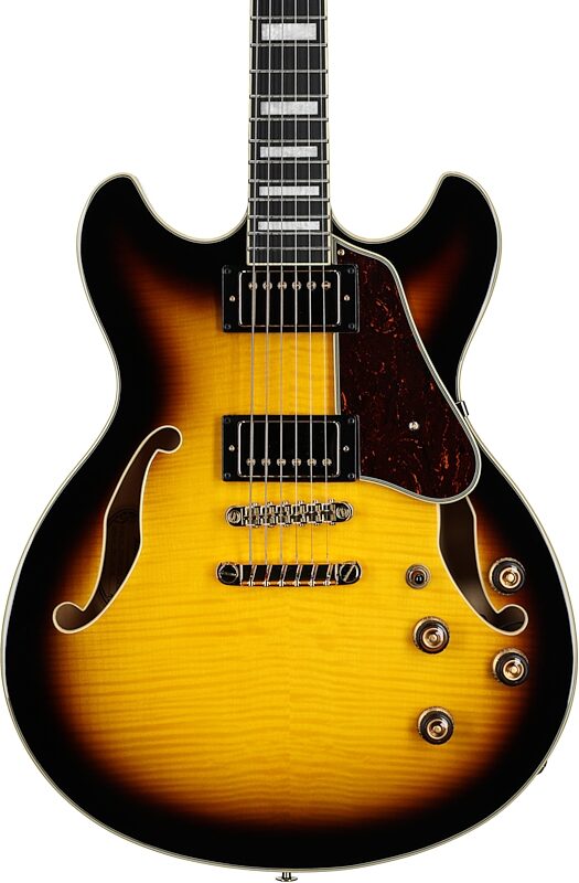 Ibanez Artcore Expressionist AS93FM Semi-Hollowbody Electric Guitar, Antique Yellow Satin, Body Straight Front