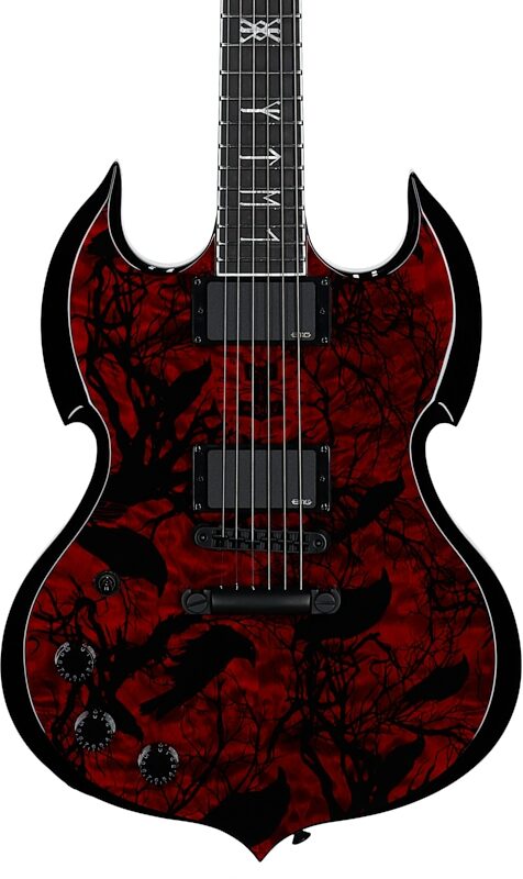 Wylde Audio Barbarian Electric Guitar, Left-Handed, Blood Raven, Body Straight Front