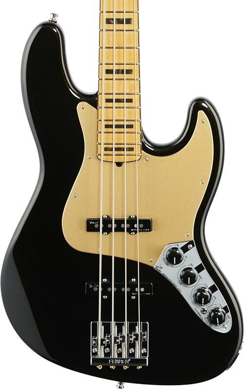 Fender American Ultra Jazz Electric Bass, Maple Fingerboard (with Case), Texas Tea, Body Straight Front
