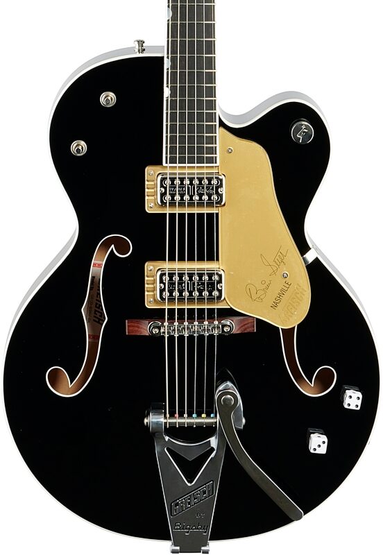 Gretsch G6120T-BSNSH Pro Brian Setzer Signature Electric Guitar (with Case), Black Lacquer, Body Straight Front