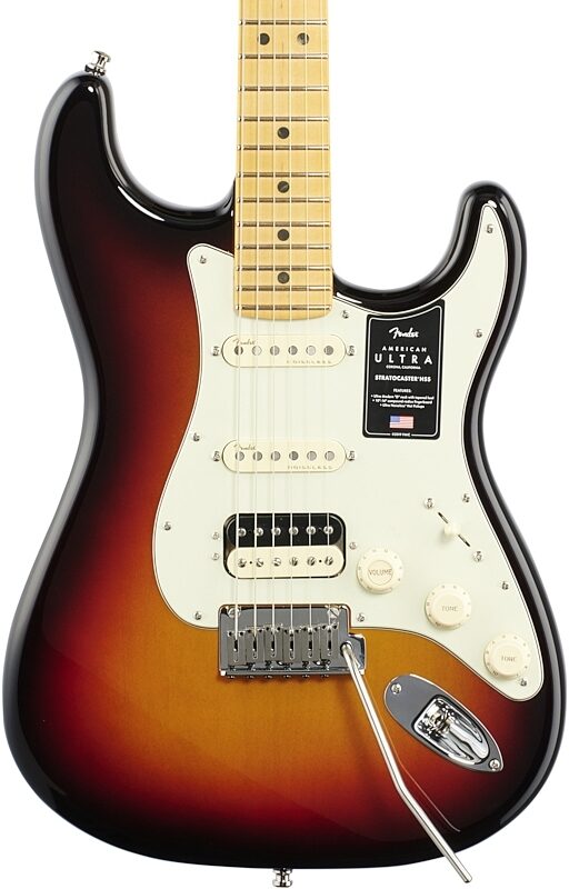 Fender American Ultra Stratocaster HSS Electric Guitar, Maple Fingerboard (with Case), Ultraburst, Body Straight Front