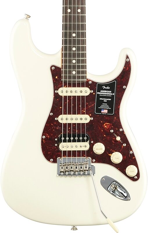 Fender American Pro II HSS Stratocaster Electric Guitar, Rosewood Fingerboard (with Case), Olympic White, Body Straight Front