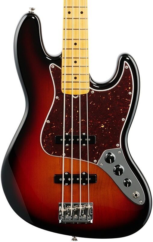 Fender American Pro II Jazz Electric Bass, Maple Fingerboard (with Case), 3-Color Sunburst, USED, Blemished, Body Straight Front
