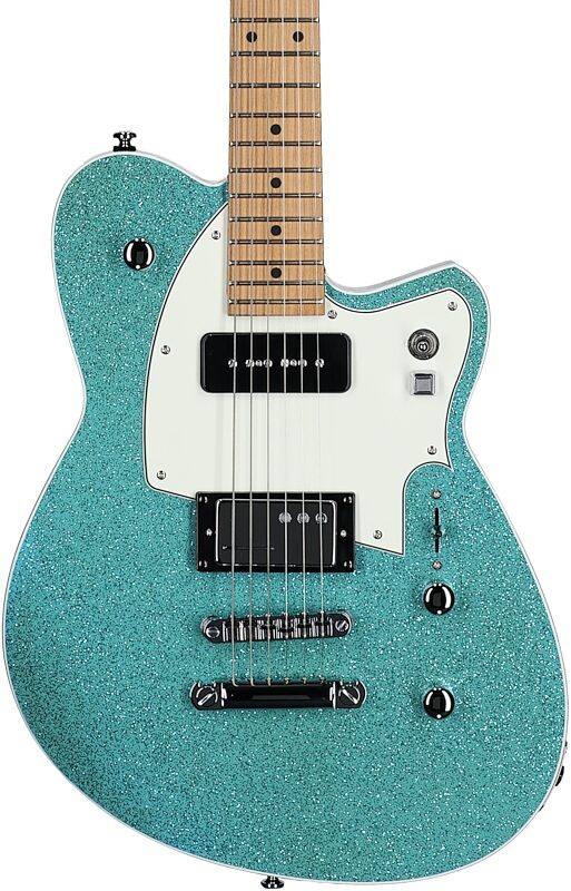 Reverend Chris Freeman Signature Electric Guitar, Turquoise Sparkle, Body Straight Front