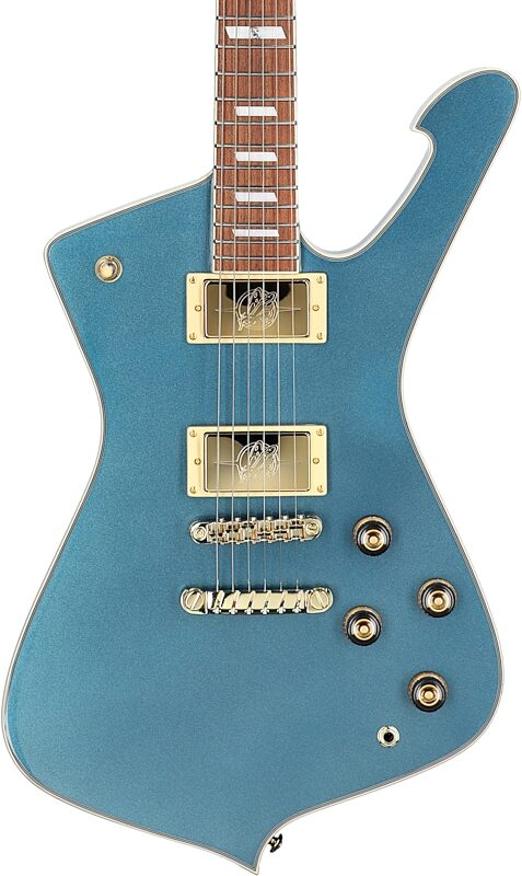 Ibanez IC420 Iceman Electric Guitar (with Gig Bag), Antique Blue Metallic, Body Straight Front