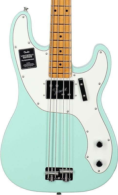 Fender Vintera II '70s Telecaster Electric Bass, Maple Fingerboard (with Gig Bag), Surf Green, Body Straight Front