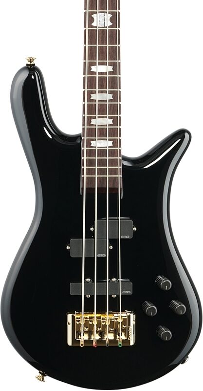 Spector Euro4 Classic Bass Guitar (with Bag), Solid Black Gloss, Body Straight Front