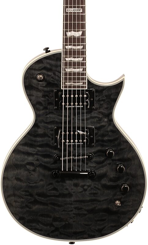ESP LTD EC-1000 Piezo QM Electric Guitar, See Thru Black, Body Straight Front