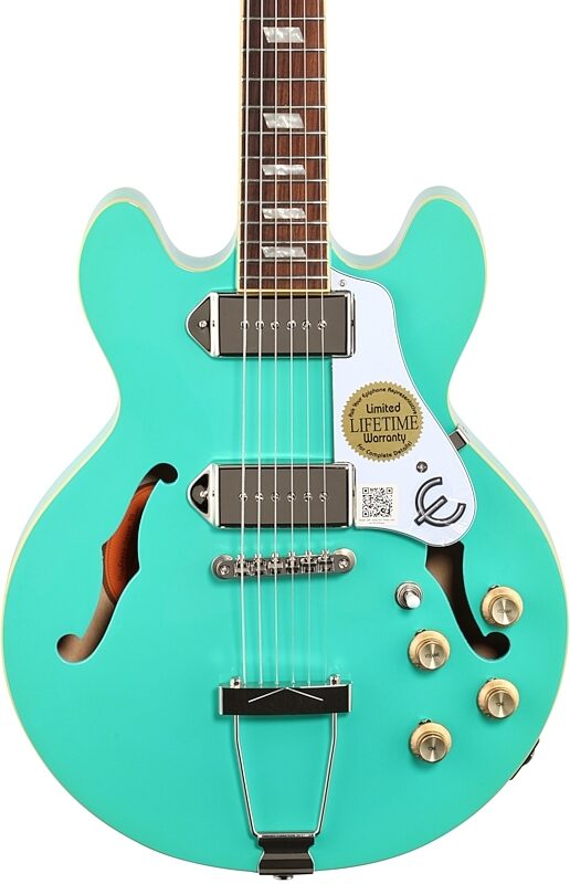 Epiphone Casino Coupe Electric Guitar, Turquoise, Body Straight Front