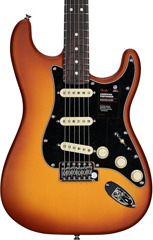 Fender Limited Edition American Performer Timber Stratocaster Electric Guitar, with Rosewood Fingerboard, Honey, Body Straight Front