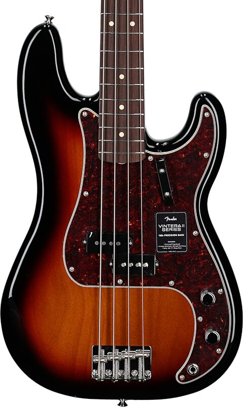 Fender Vintera II '60s Precision Electric Bass, Rosewood Fingerboard (with Gig Bag), 3-Color Sunburst, Body Straight Front