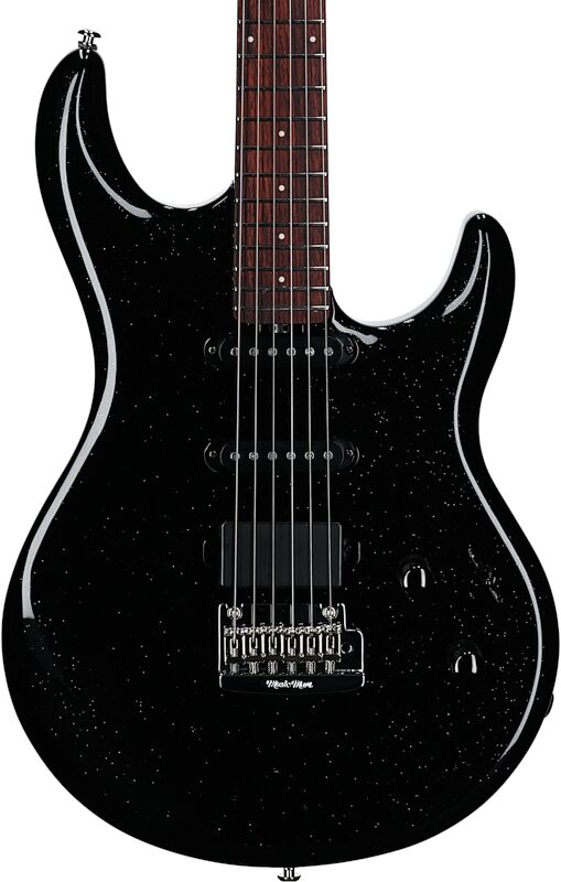 Ernie Ball Music Man Luke 4 HSS Electric Guitar, Black Sparkle, Body Straight Front