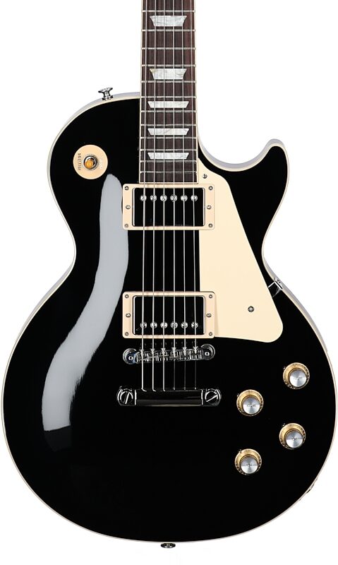 Gibson Les Paul Standard 60s Custom Color Electric Guitar, Plain Top (with Case), Ebony, Body Straight Front