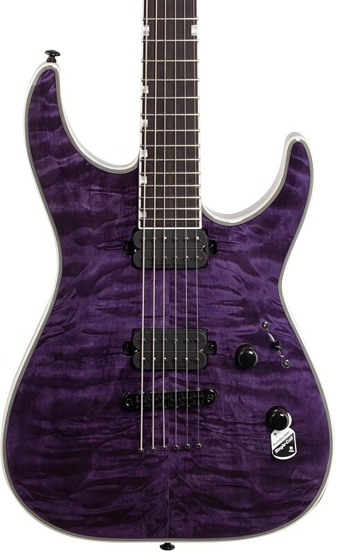 ESP LTD MH-1000NTQM Electric Guitar, See-Thru Purple, Body Straight Front