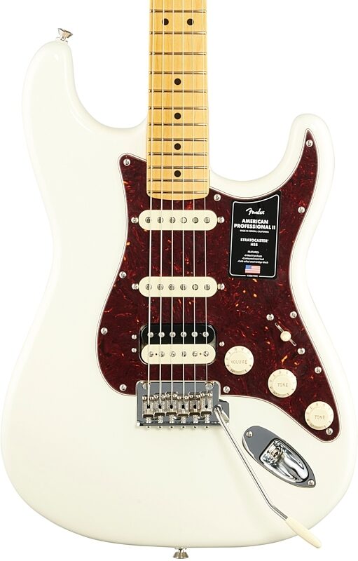 Fender American Pro II HSS Stratocaster Electric Guitar, Maple Fingerboard (with Case), Olympic White, Body Straight Front