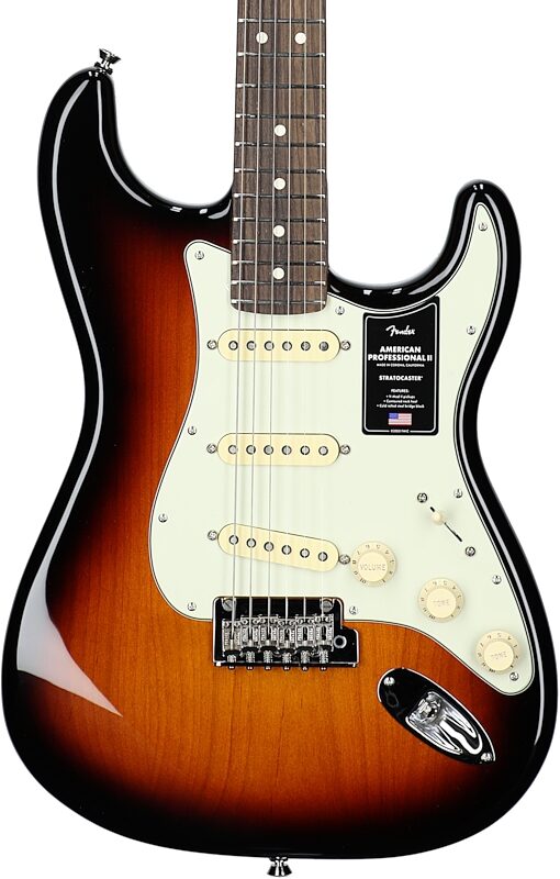 Fender American Professional II Stratocaster Electric Guitar, Rosewood Fingerboard (with Case), 70th Anniversary 2-Color Sunburst, Body Straight Front