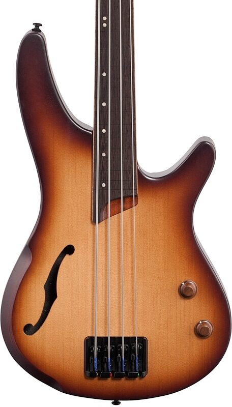 Ibanez SRH500F Bass Workshop Fretless Electric Bass, Natural Brown Burst, Body Straight Front