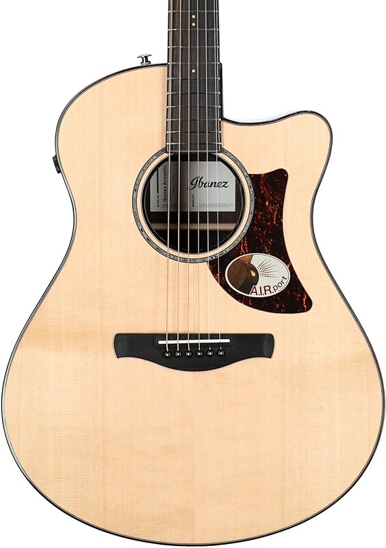 Ibanez AAM380CE Advanced Acoustic Guitar, Natural High Gloss, Body Straight Front