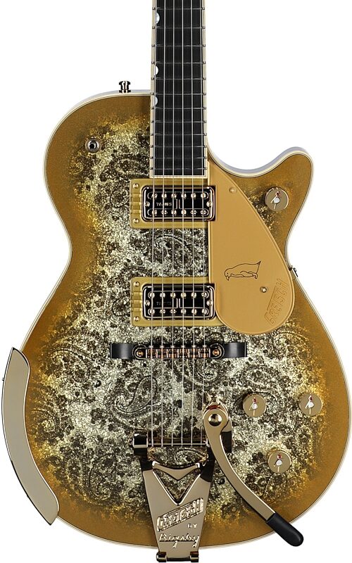 Gretsch G6134TG Limited Edition Paisley Penguin Electric Guitar (with Case), Gold Paisley, Body Straight Front