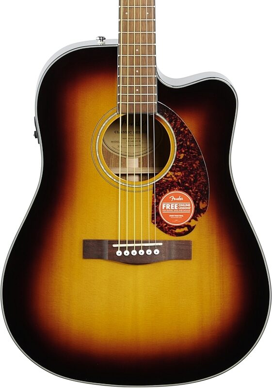 Fender CD-140SCE Dreadnought Acoustic-Electric Guitar, with Walnut Fingerboard (and Case), Sunburst, USED, Scratch and Dent, Body Straight Front