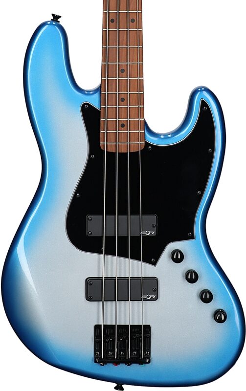 Squier Contemporary Active HH Jazz Bass Guitar, with Maple Fingerboard, Sky Burst, Body Straight Front