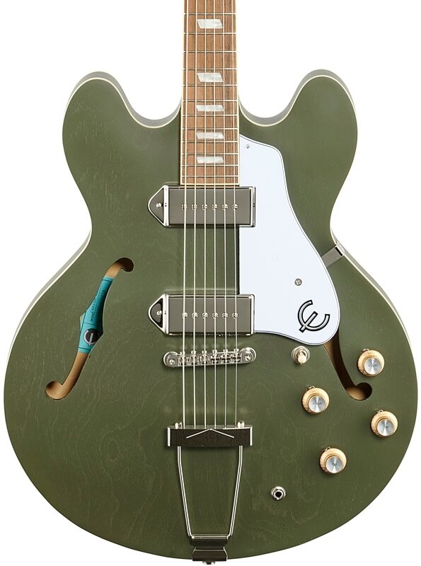 Epiphone Casino Worn Hollowbody Electric Guitar, Worn Olive Drab, Blemished, Body Straight Front