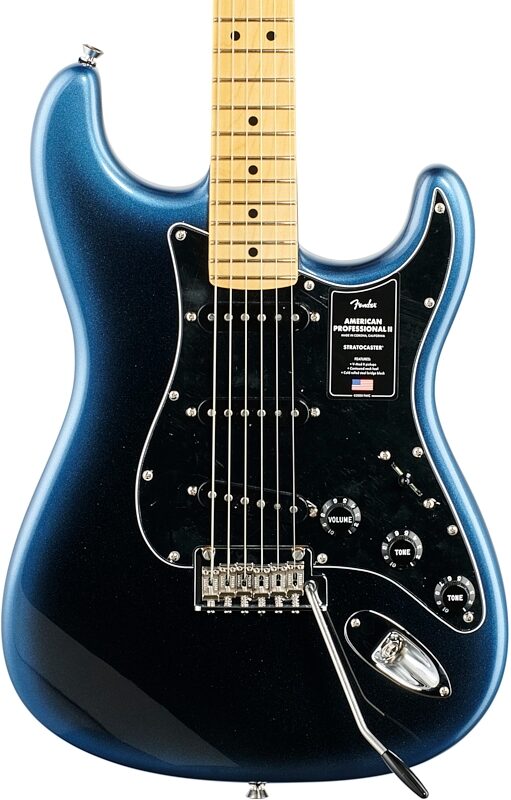 Fender American Pro II Stratocaster Electric Guitar, Maple Fingerboard (with Case), Dark Night, Body Straight Front