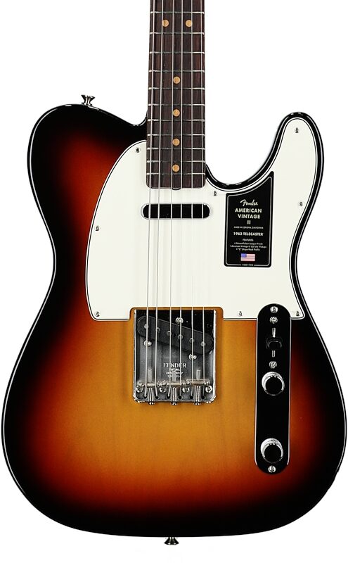 Fender American Vintage II 1963 Telecaster Electric Guitar, Rosewood Fingerboard (with Case), 3-Color Sunburst, Body Straight Front