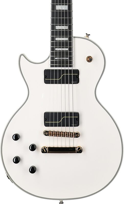 Epiphone Matt Heafy Les Paul Custom Origins Electric Guitar, Left-Handed 7-String (with Case), Bone White, Body Straight Front