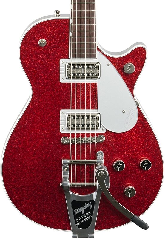 Gretsch G6129TPE Players Edition Jet FT Bigsby Electric Guitar (with Case), Red Sparkle, Body Straight Front