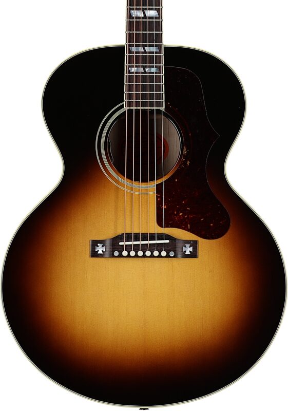Gibson J-185 Original Acoustic-Electric Guitar (with Case), Vintage Sunburst, Body Straight Front