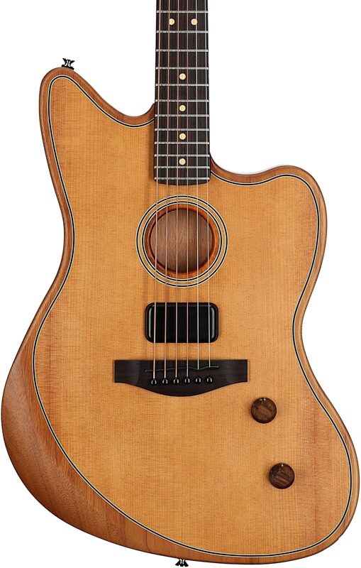 Fender Acoustasonic Standard Jazzmaster Acoustic-Electric Guitar, Aged Natural, Body Straight Front