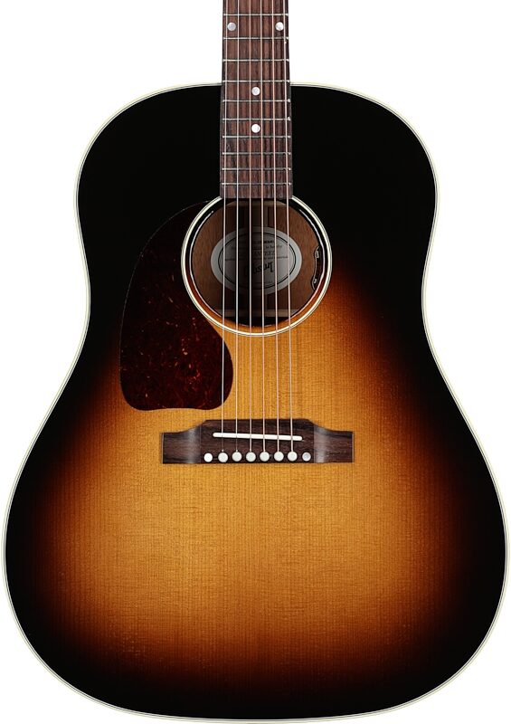 Gibson J-45 Standard Acoustic-Electric Guitar, Left Handed (with Case), Vintage Sunburst, Body Straight Front