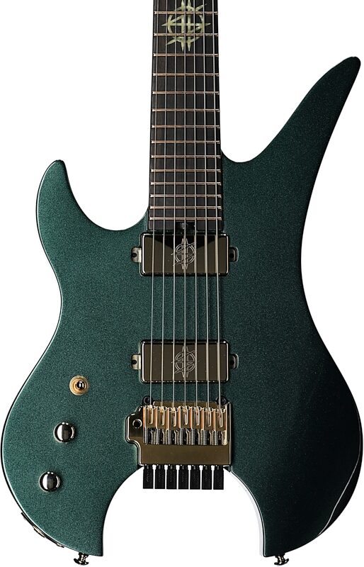 Schecter Synyster Gates 7 Headless Left-Handed Electric Guitar, Oak Green, Body Straight Front