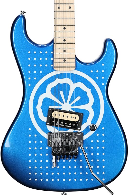 Kramer Baretta Custom Graphics Electric Guitar (with EVH D-Tuna and Gig Bag), White Lotus, Custom Graphics, Body Straight Front