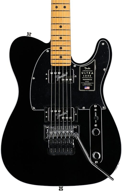 Fender American Ultra Luxe Telecaster FR HH Electric Guitar (with Case), Mystic Black, Body Straight Front