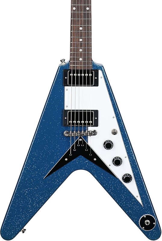 Epiphone Exclusive Flying V Electric Guitar, Blue Sparkle , Body Straight Front