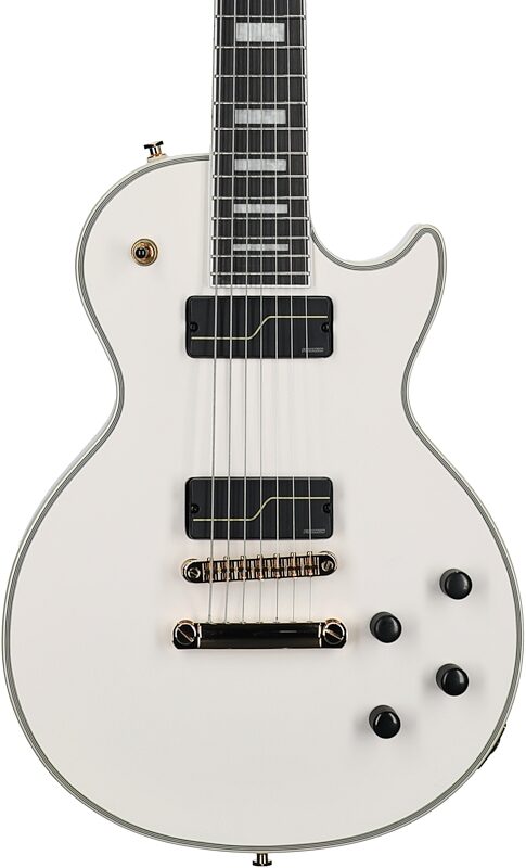 Epiphone Matt Heafy Les Paul Custom Origins Electric Guitar, 7-String (with Case), Bone White, Body Straight Front