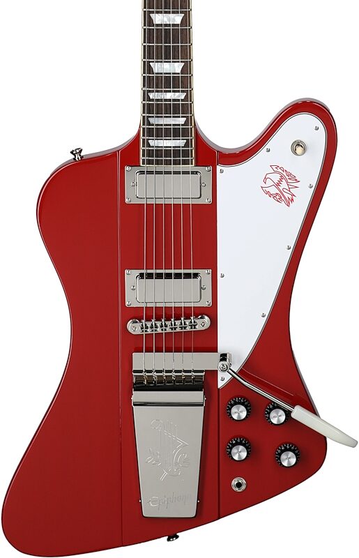 Epiphone 1963 Firebird V Electric Guitar (with Hard Case), Ember Red, Body Straight Front