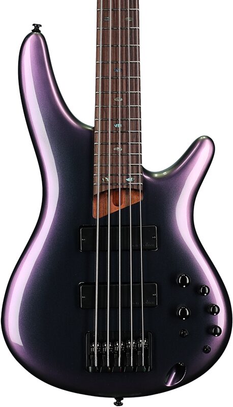 Ibanez SR505E Electric Bass, 5-String, Black Aurora Burst, Body Straight Front