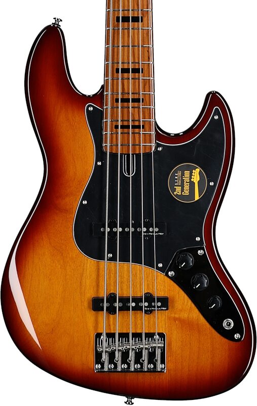 Sire Marcus Miller V5 Electric Bass, 5-String, Tobacco Sunburst, Body Straight Front