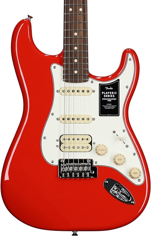 Fender Player II Stratocaster HSS Electric Guitar, with Rosewood Fingerboard, Coral Red, Body Straight Front