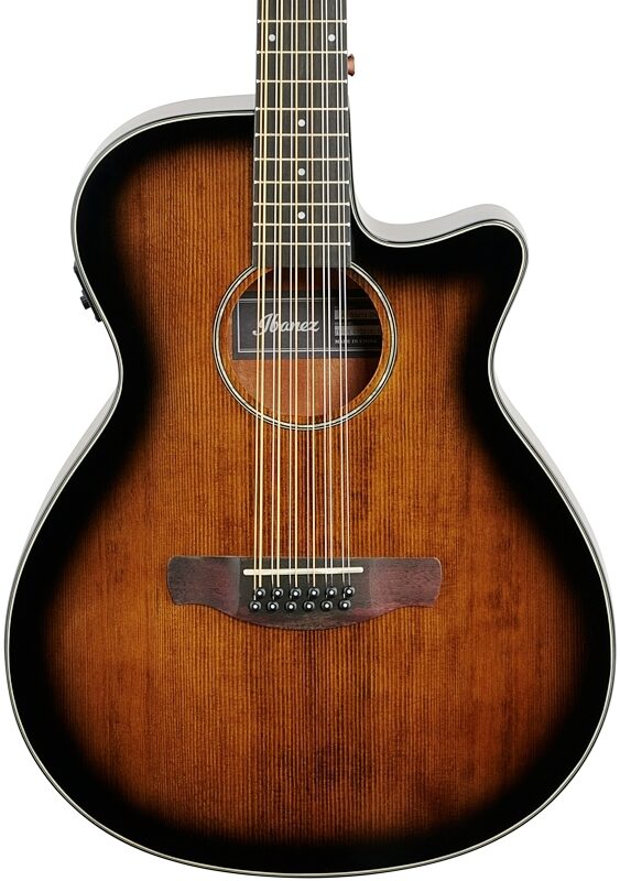 Ibanez AEG5012 Acoustic-Electric Guitar, 12-String, Dark Violin Sunburst, Body Straight Front
