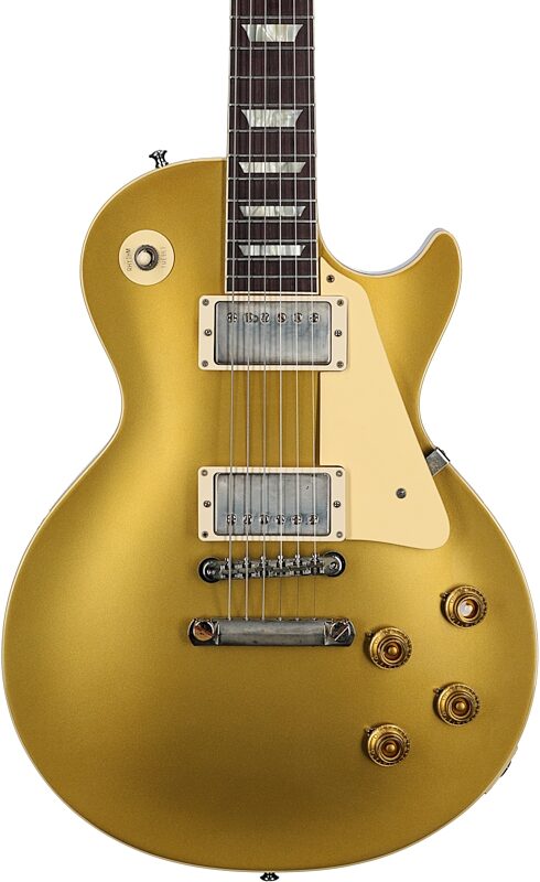 Gibson Custom 57 Les Paul Standard Goldtop VOS Electric Guitar (with Case), Gold Top with Dark Back, Body Straight Front