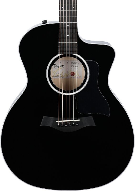 Taylor 214ce Plus Grand Auditorium Acoustic-Electric Guitar Black, Black, Body Straight Front