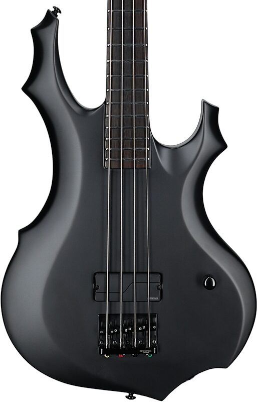 ESP LTD F-4 Electric Bass Guitar, Black Metal, Body Straight Front