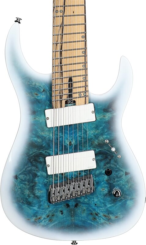 Legator Ninja N8FOD Multi-Scale Electric Guitar, 8-String (with Gig Bag), Arctic Blue, Body Straight Front