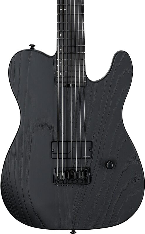 ESP LTD TE-1007 Baritone Electric Guitar, Black Blast, Body Straight Front