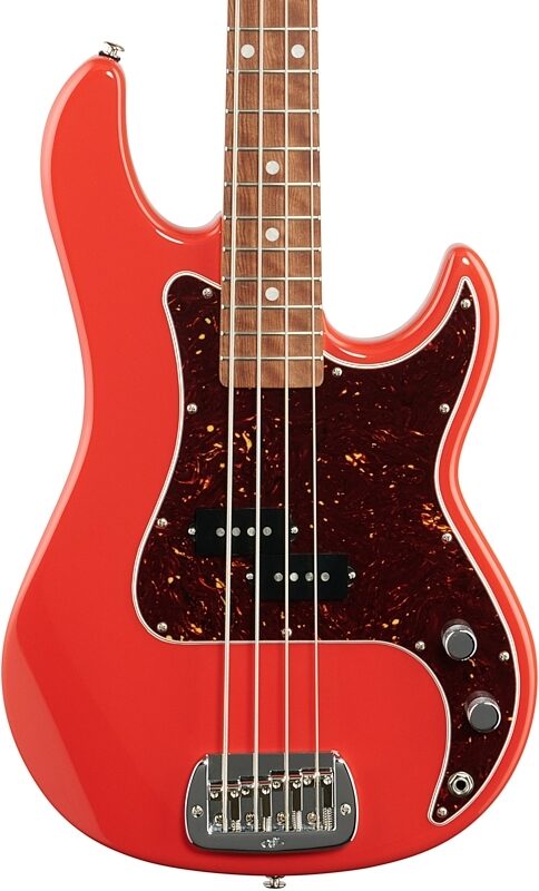 G&L Fullerton Deluxe LB-100 Bass Guitar (with Gig Bag), Fullerton Red, Body Straight Front